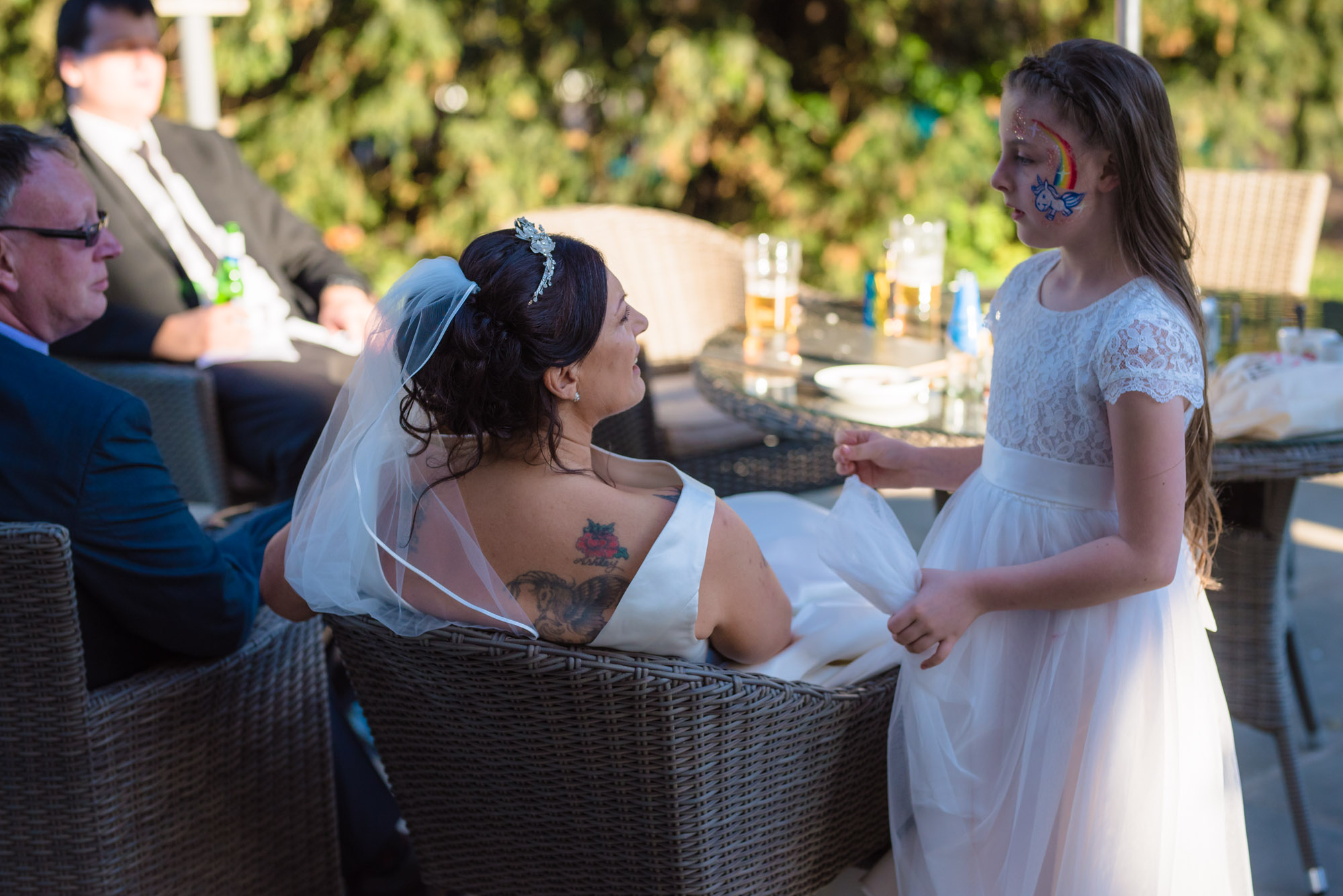The Bride and bridesmaid share a moment
