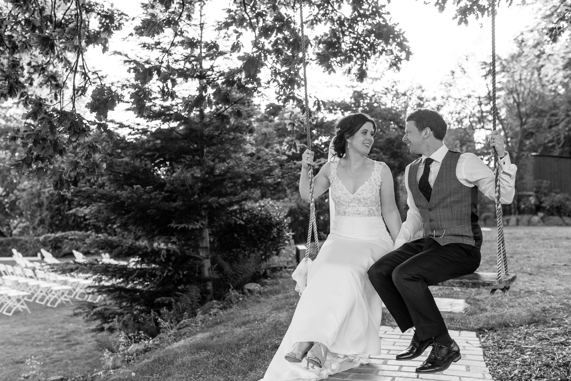 Happy couple on the swing