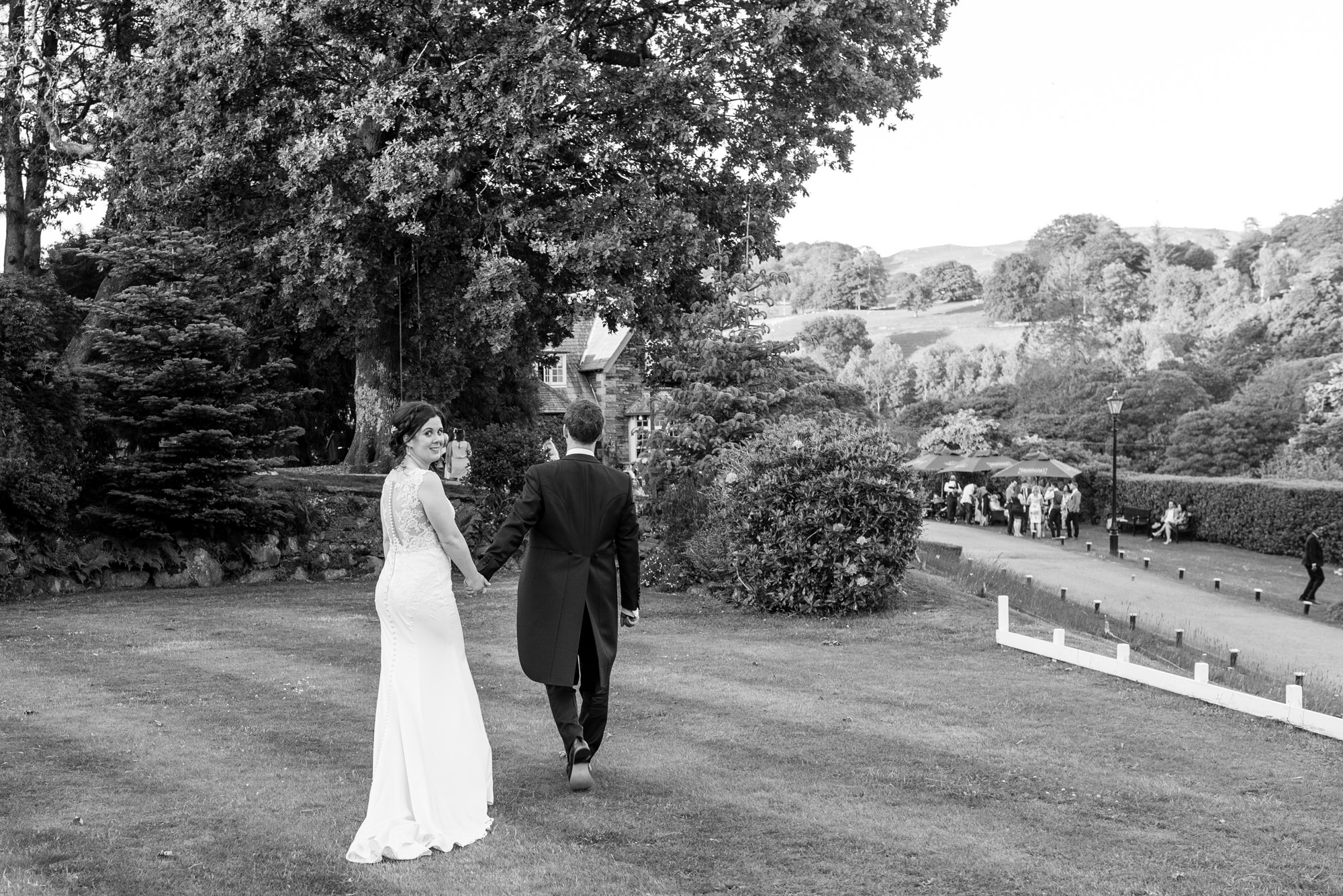 Bride looks back
