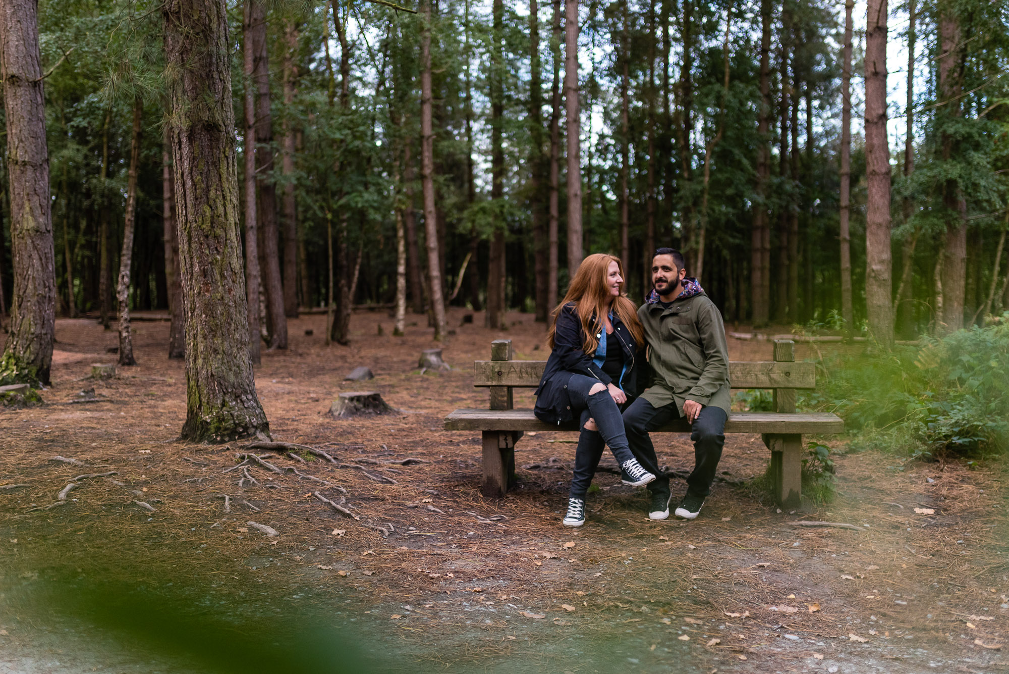 Sitting on a bench Delamere Forest Pre-shoot
