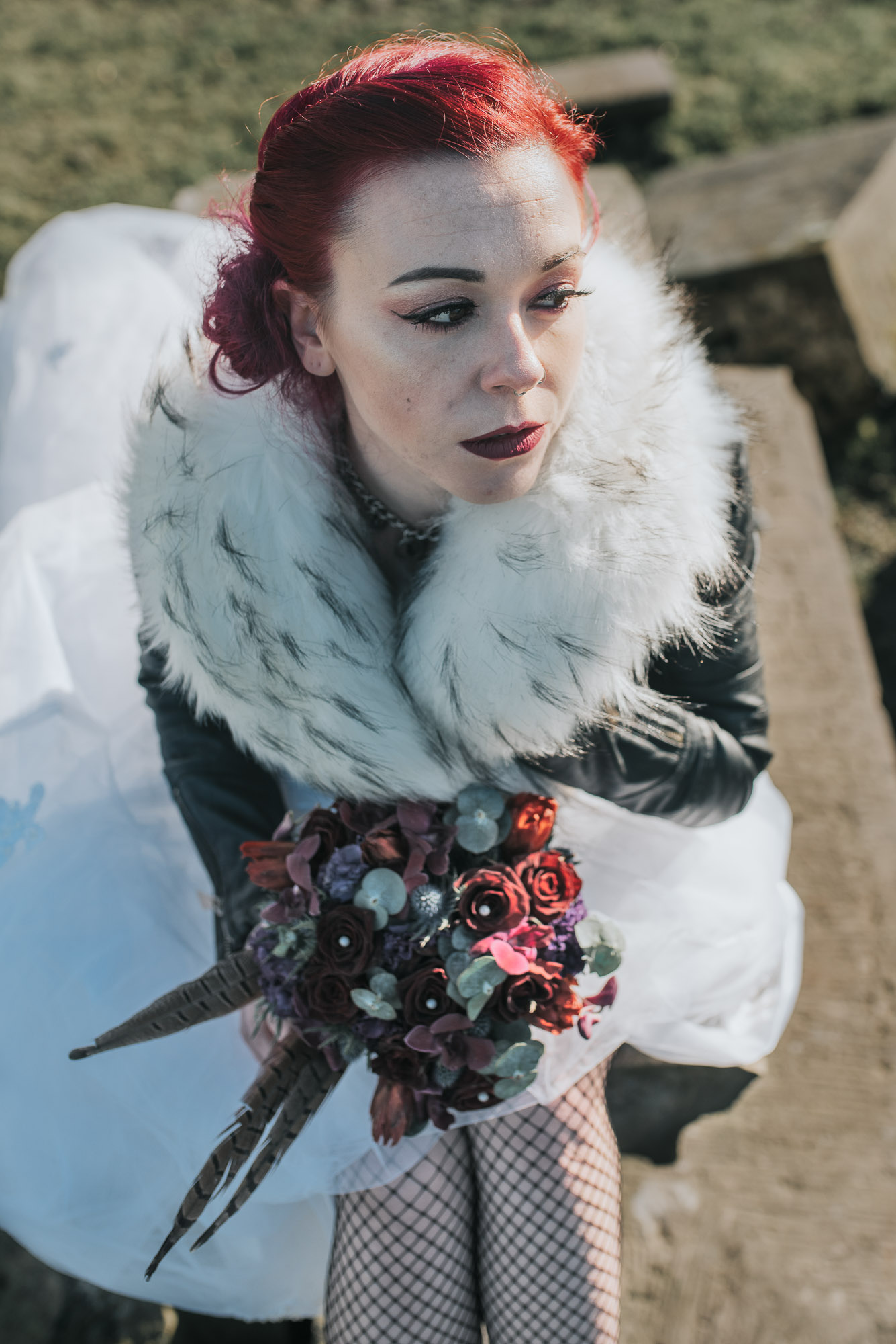 Looking down on the bride