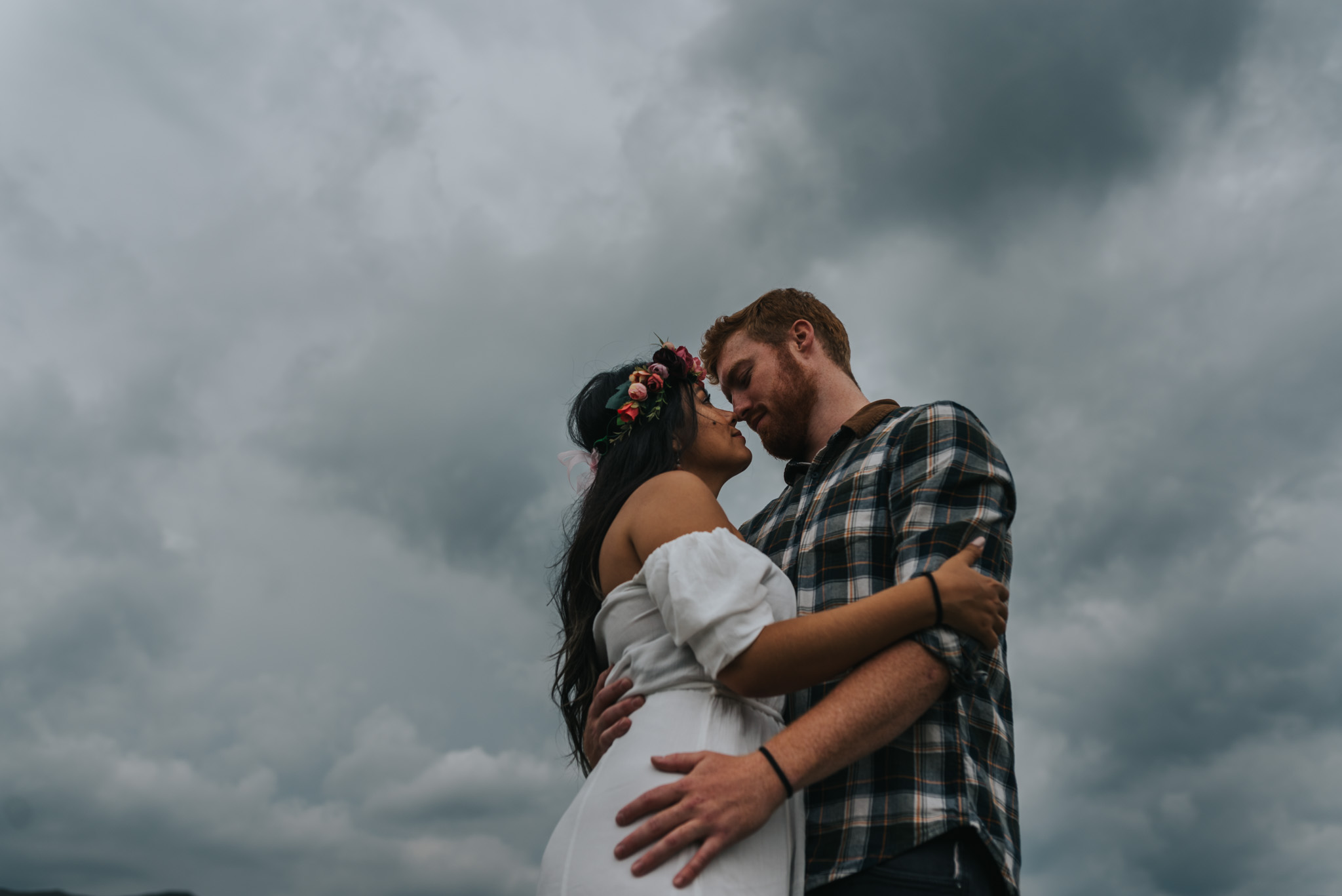 Looking up at the couple