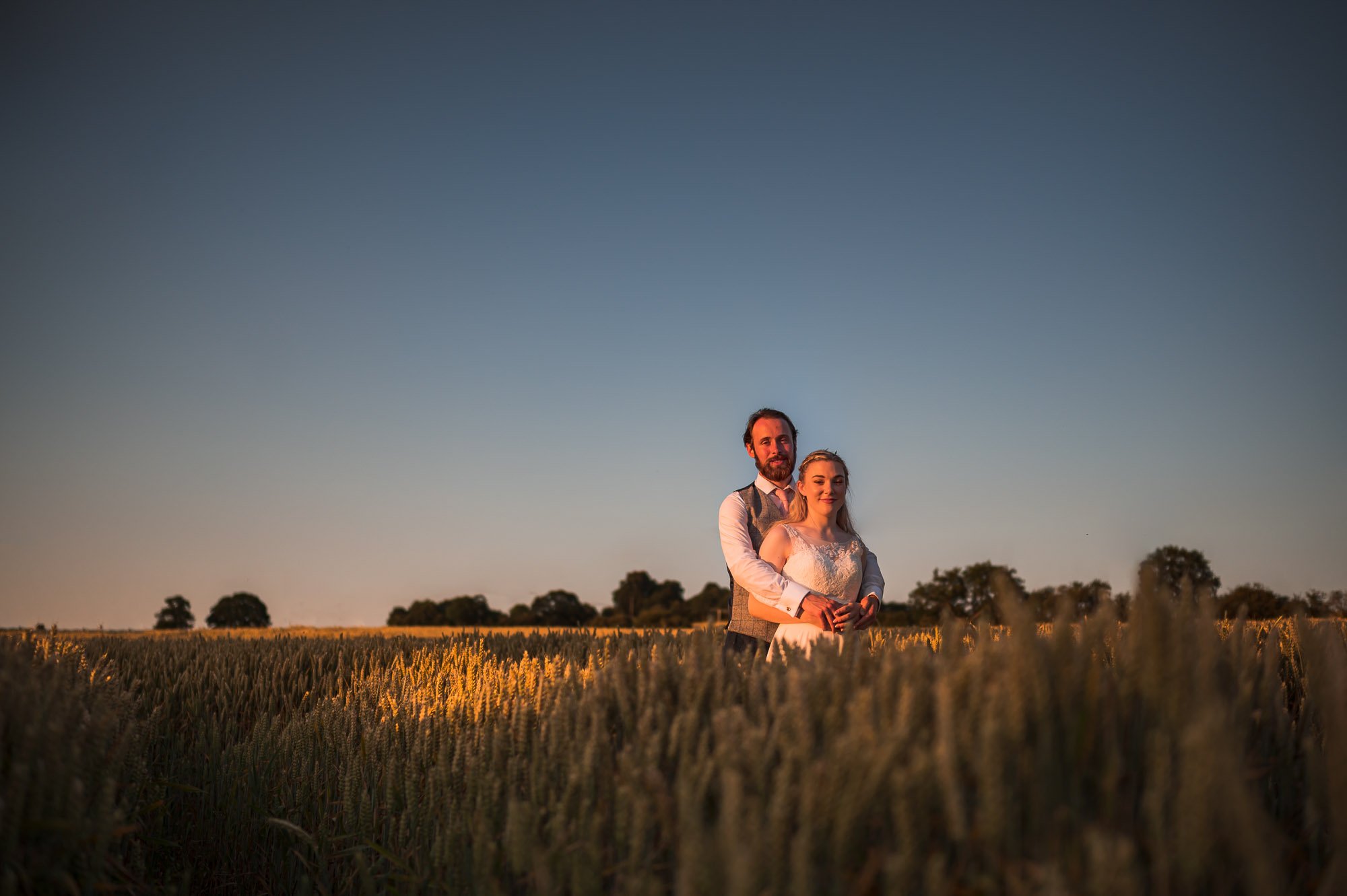 Sunset pic of bride and groom