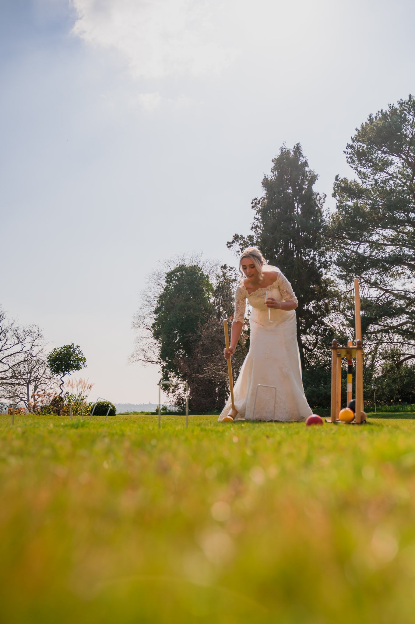 Bride Emma plays croquet