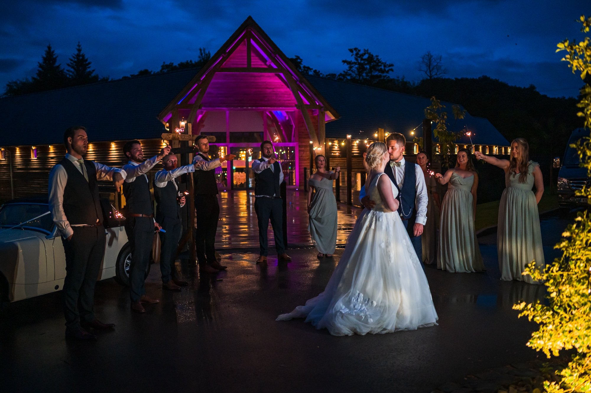 Sparklers for Sophie and Sam at The Mill Barns Wedding Venue
