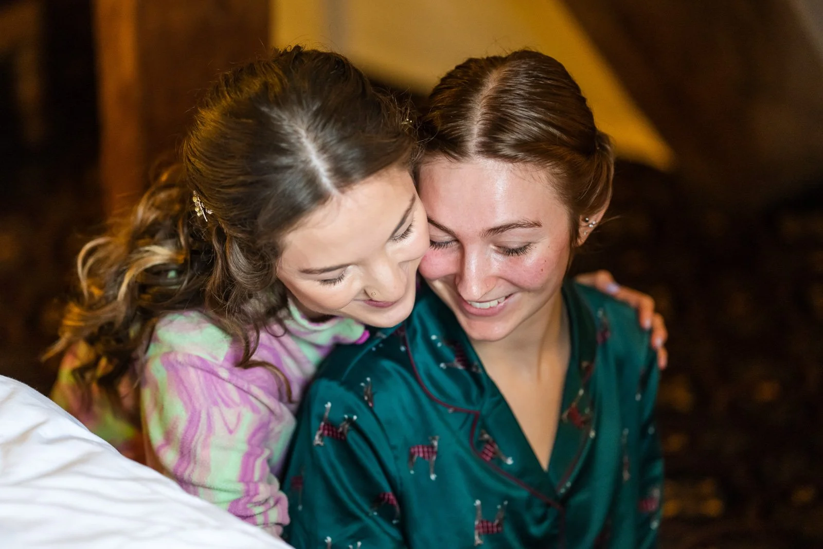 Sisters getting ready for the wedding