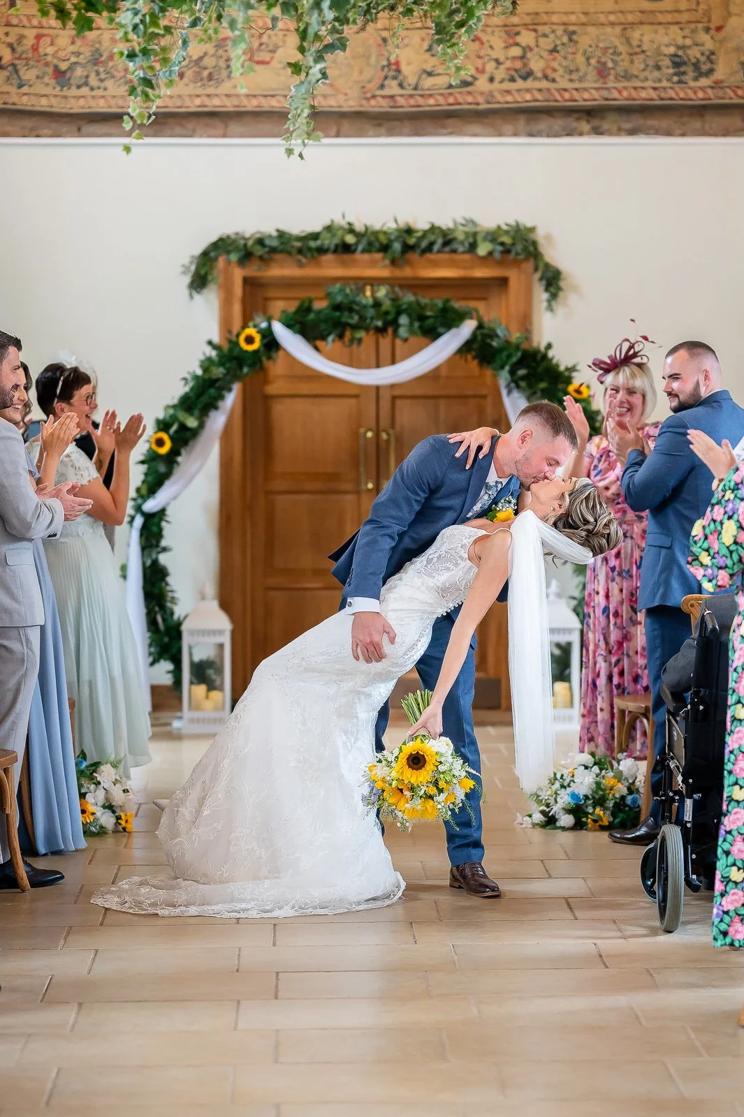 Dip kiss walking down the aisle