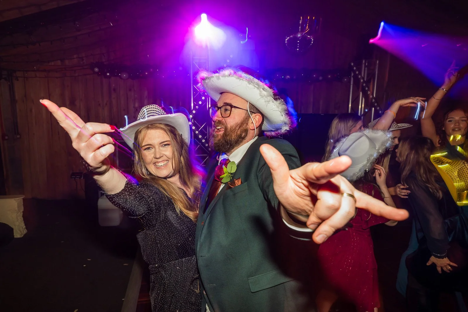 Bride and groom dancing
