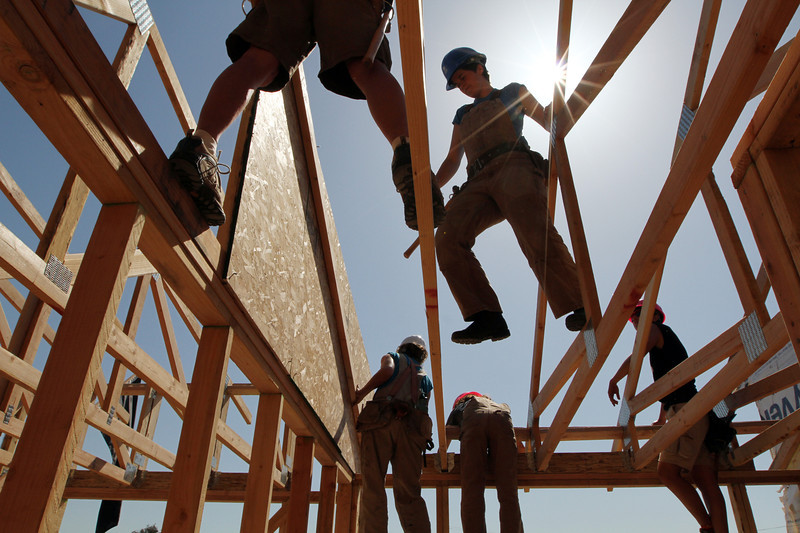 Working trusses on the Women's Build house, 2015 Build-a-thon, in Martinez, CA.