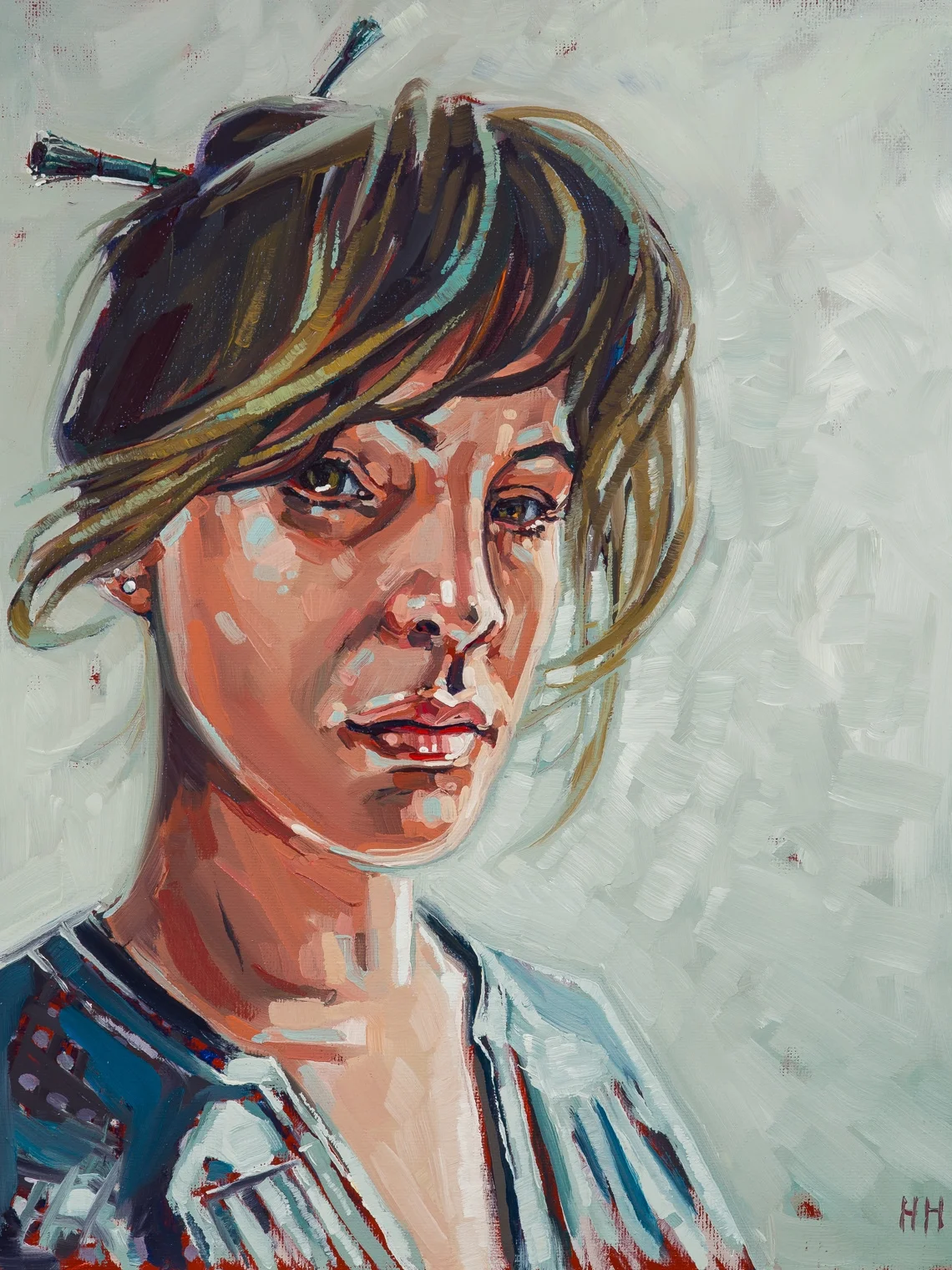 SELF PORTRAIT 16 x 12 inch Oil on canvas panel