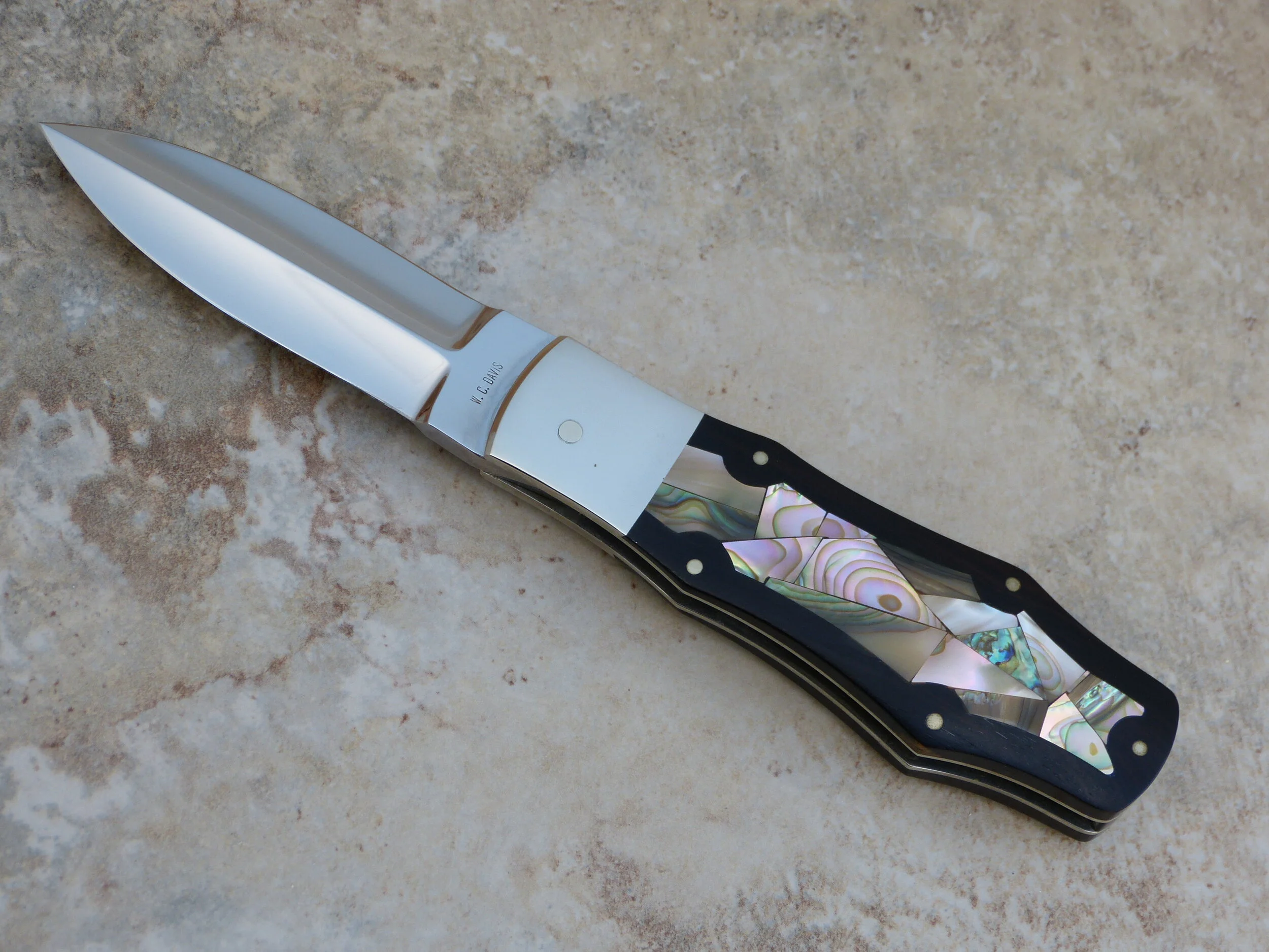 W.C. DAVIS LARGE LOCK BACK FOLDING DAGGER. SOLD