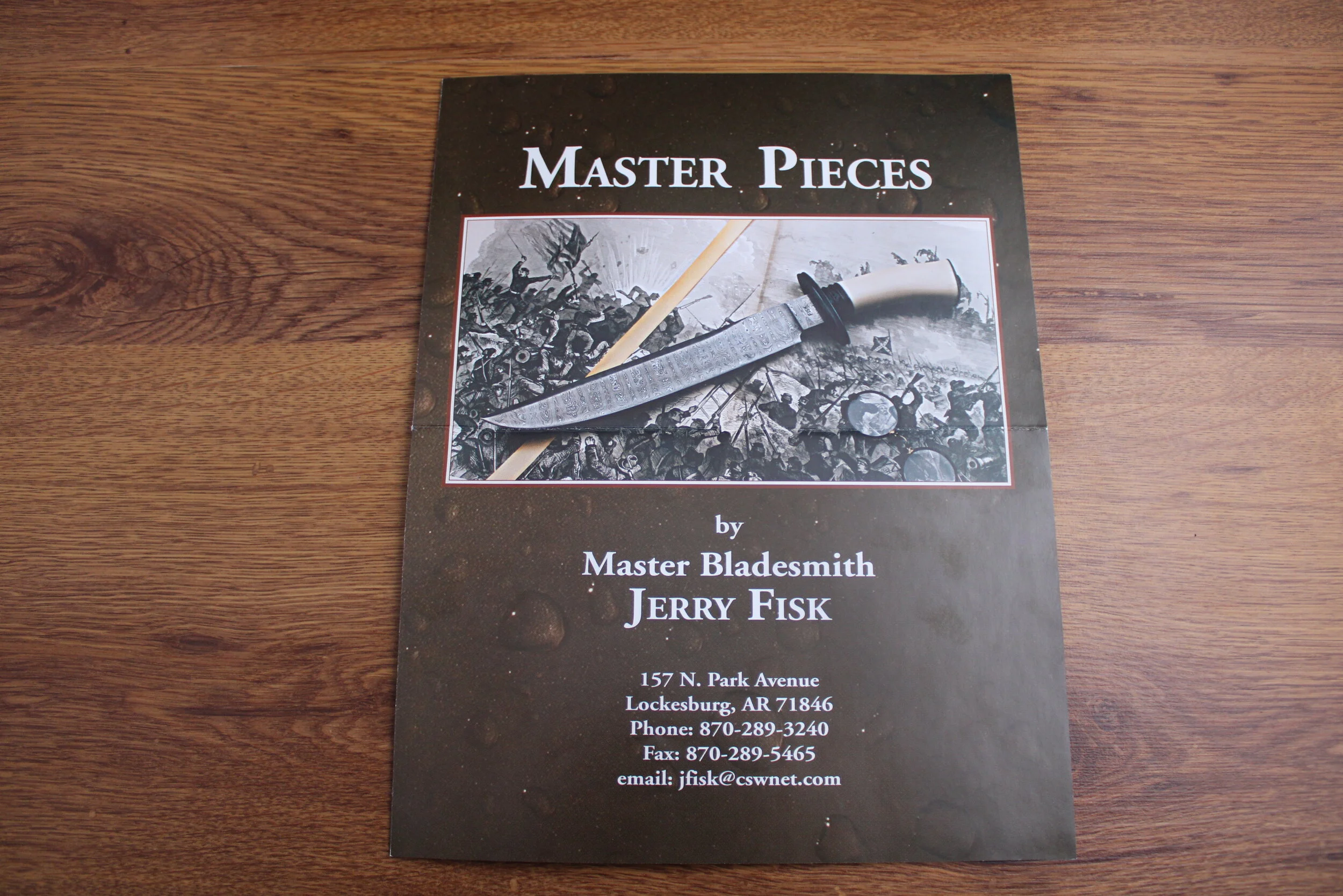 Jerry Fisk fold out color brochure. SOLD