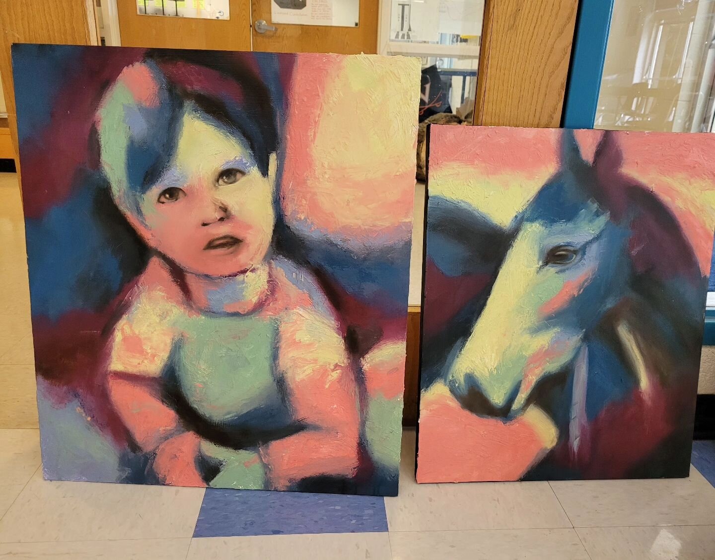 They aren't done, but they are getting closer and closer. One thing I love about working on two paintings at the same time with similar colors is that each painting helps the other one get better. By itself, a painting can look finished, but as soon 