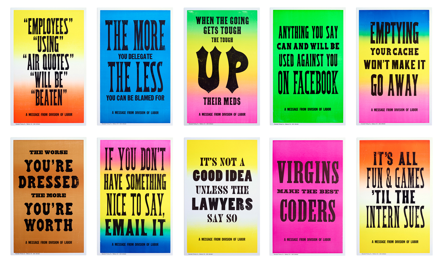 Posters of quotes from Division of Labor