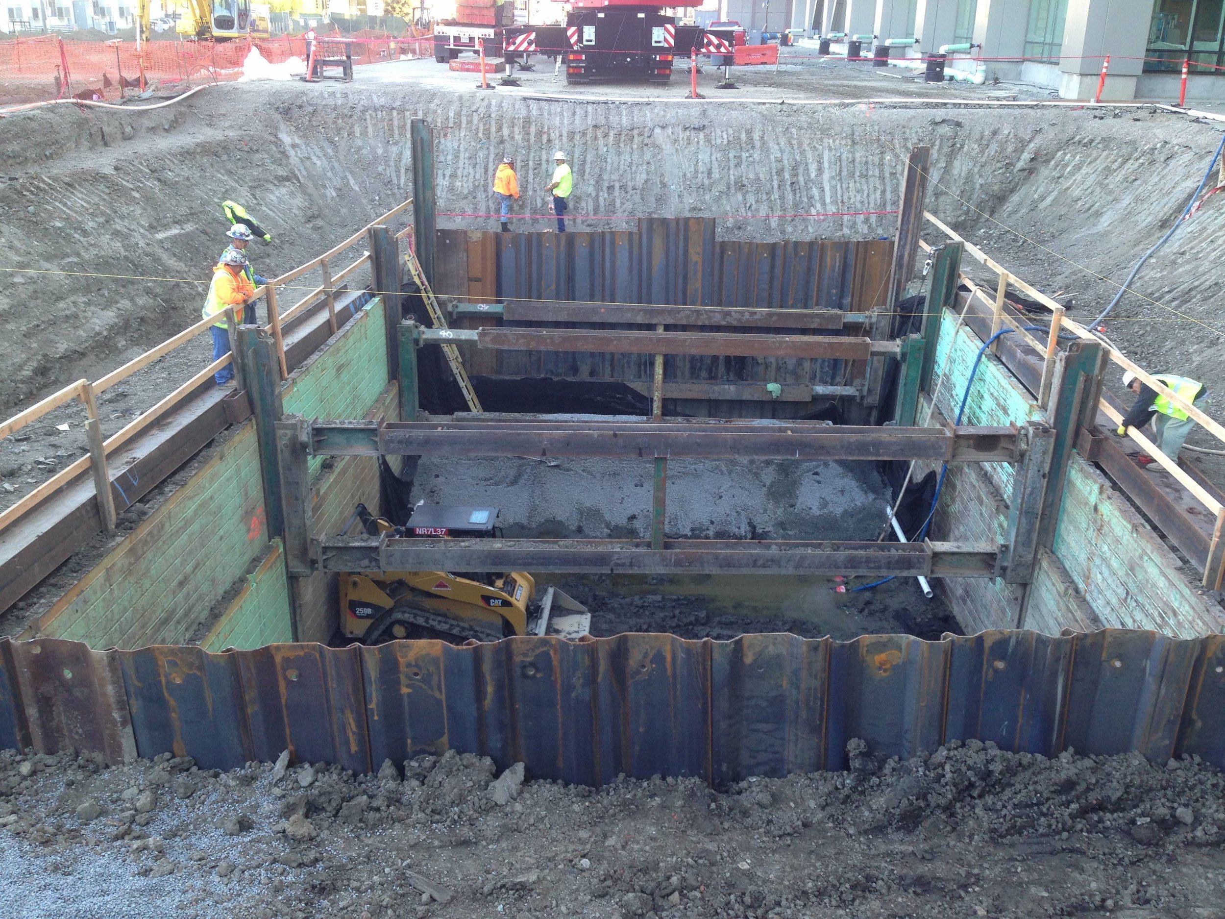 Slide Rail Shoring (SRS) with Sheet Piles - 60'Lx35'Wx16'DPit for UCSF - Talus Construction.JPG