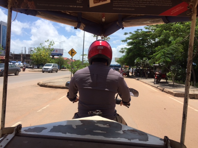 Our first tuk-tuk driver, Dara, taking us to downtown Siem Reap.