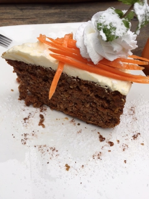 A no-raisin carrot cake slice -- Ashlee's favorite!