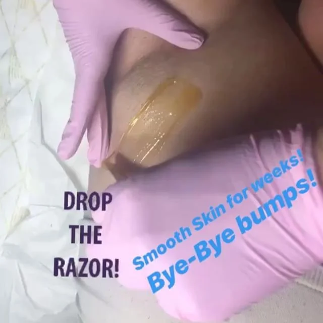 Drop the Razor!! Say bye-bye to razor burn, dark pigment from irritation from shaving. Bye-Bye thick stubbly Hair. Stay fresh for weeks with body waxing. Hair will thin out, grow back fine and leave you smooth. Book online!! #bookonline #bodywaxinglo
