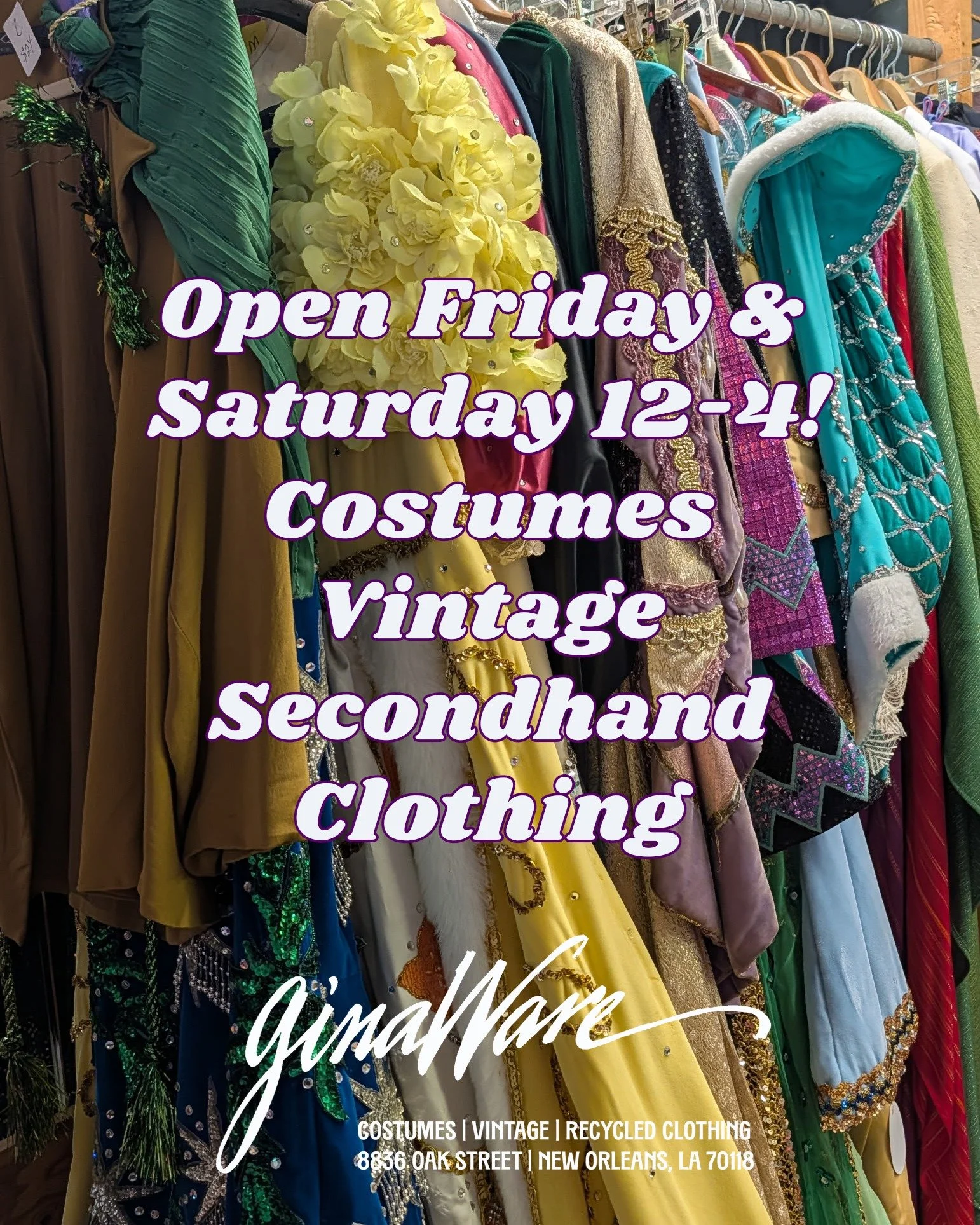 Ginaware Costumes and Clothing provides a unique and affordable shopping experience in New Orleans, Louisiana, for lovers of vintage, costumes, and basically all things weird and wonderful in fashion!&nbsp;

#neworleans #vintagefashion #Y2Kvintage #s