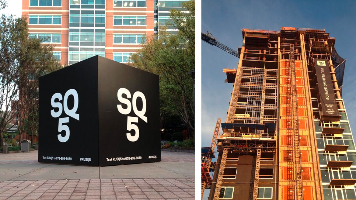  Before anybody knew what Square on Fifth was, we dropped a big, black SQ5 cube right in the middle of Tech Square to get them super confused and curious. 