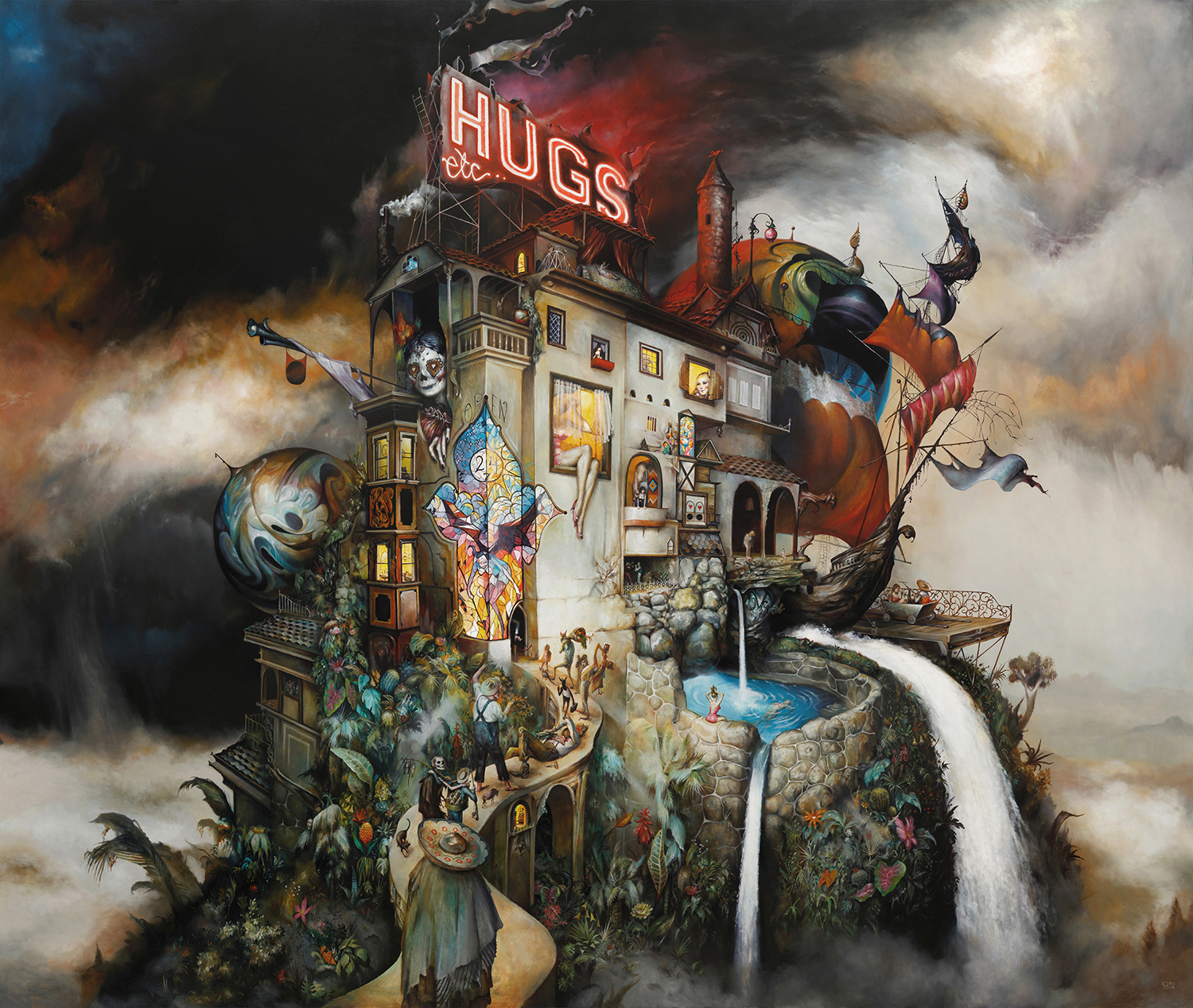 "HUGS ETC..." 79X98" Oil and Acrylic on Wood Mounted Canvas. 2014