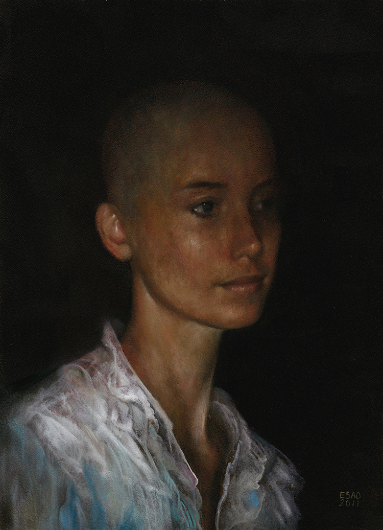 "THE HAIRCUT" 8X11" Oil on Wood. 2011