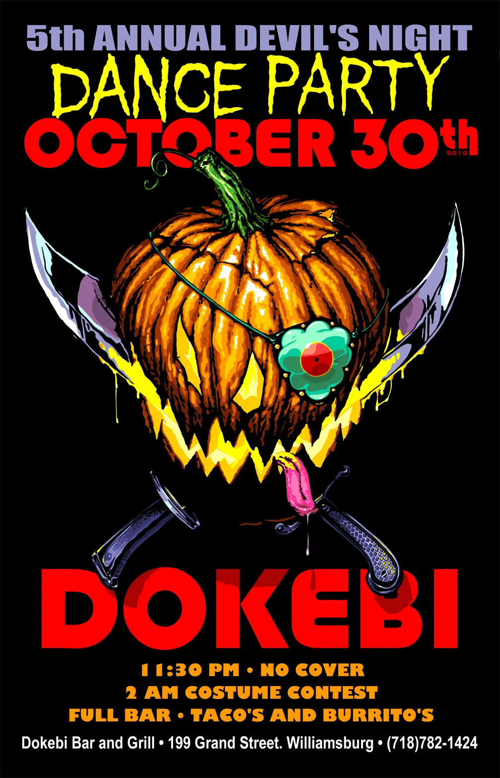  Halloween party poster for Dokebi Korean Bar and Grill. Brooklyn, NY. 2010 