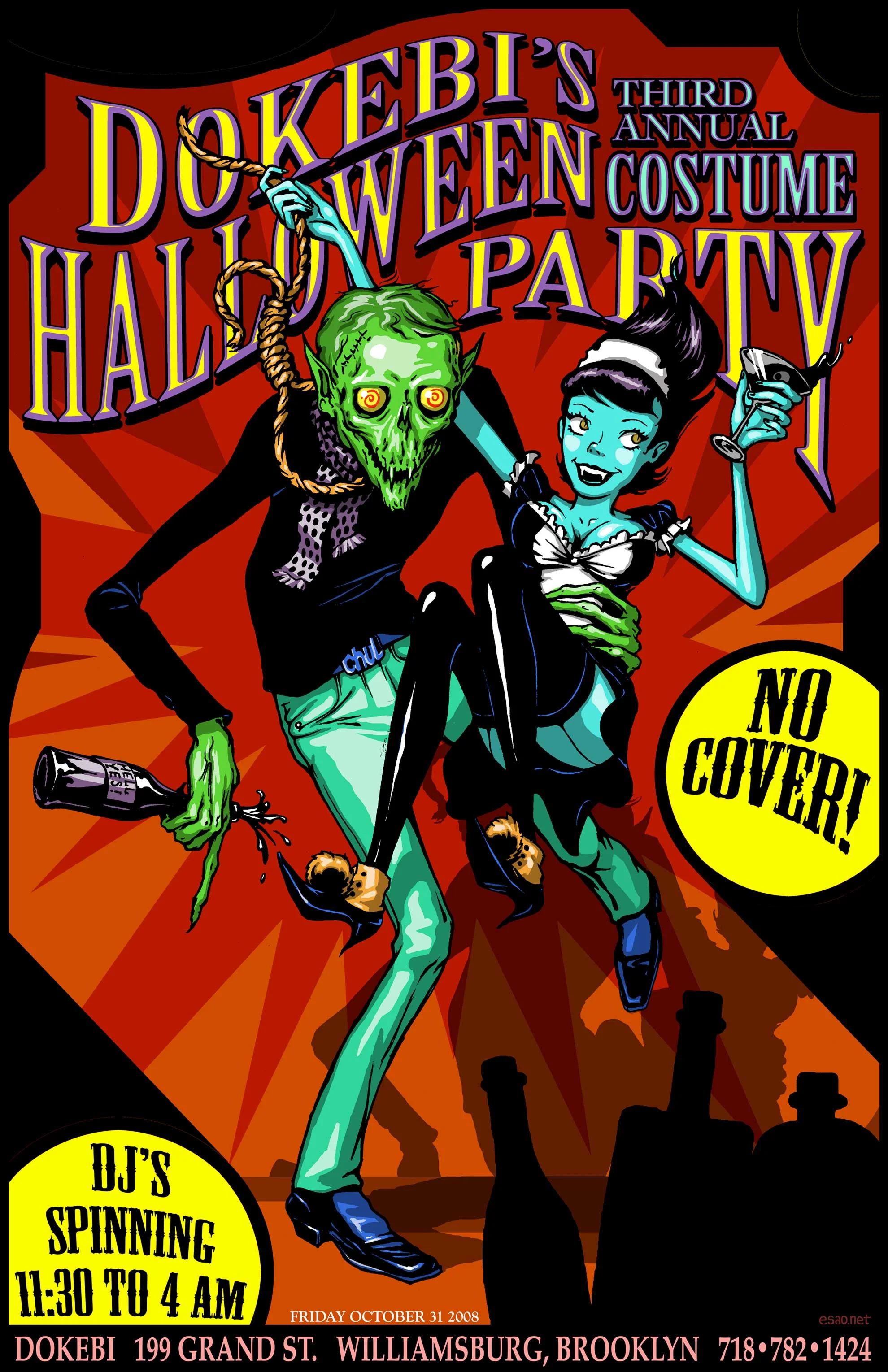  Halloween party poster for Dokebi Korean Bar and Grill. Brooklyn, NY. 2008 