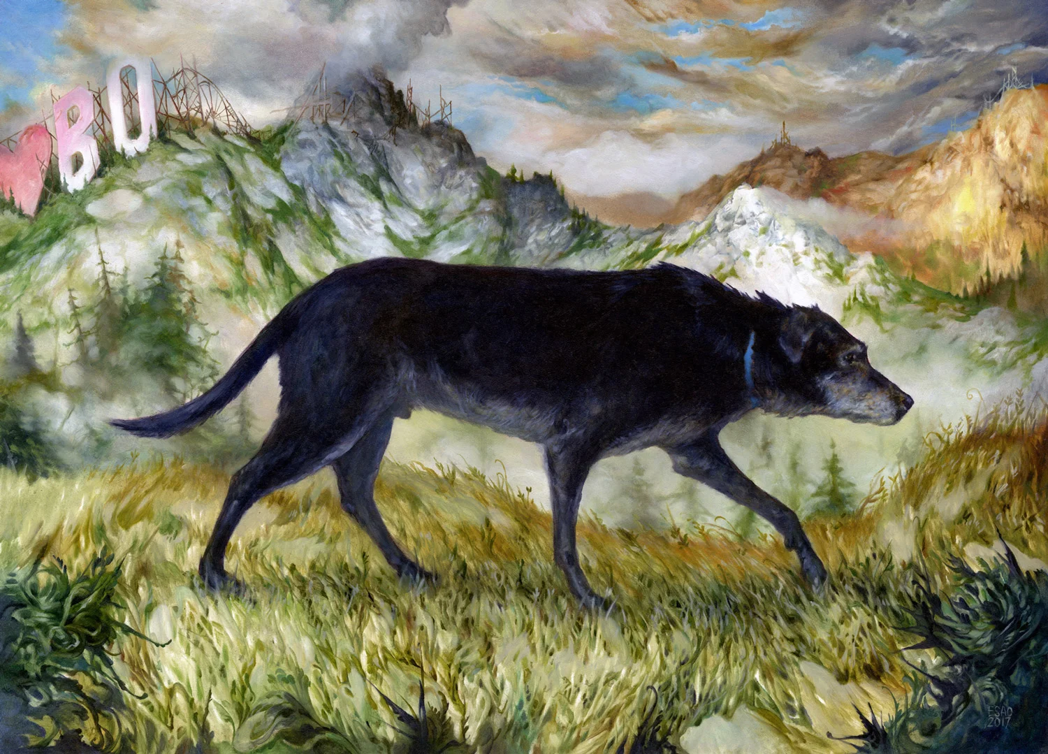 "BO THE DOG" 18X13" Oil on Panel. 2017