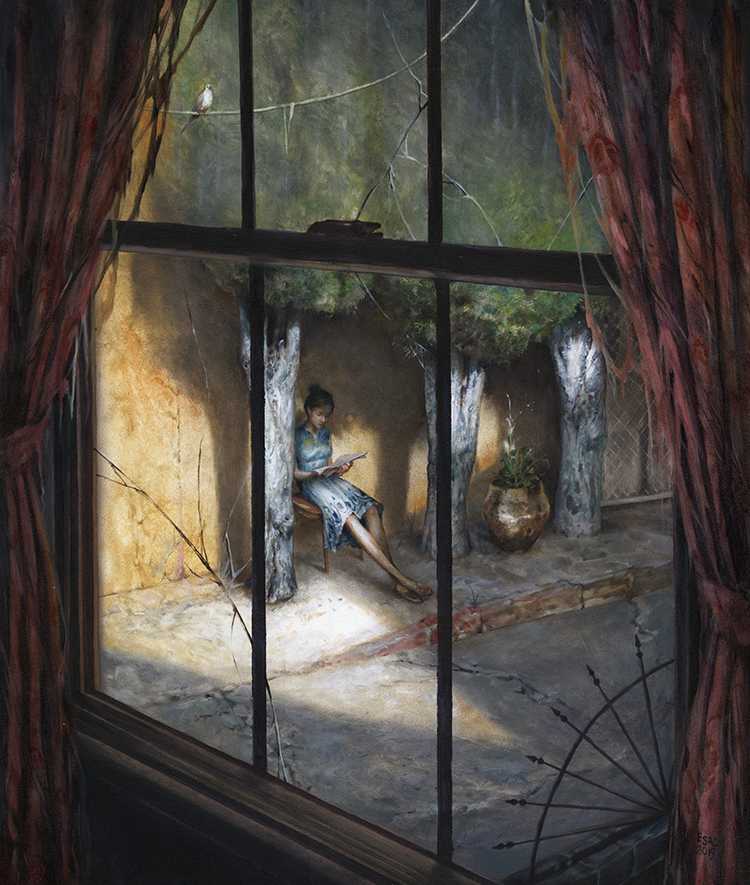 "THE NEIGHBOR" 12X14" Oil on Panel. 2015