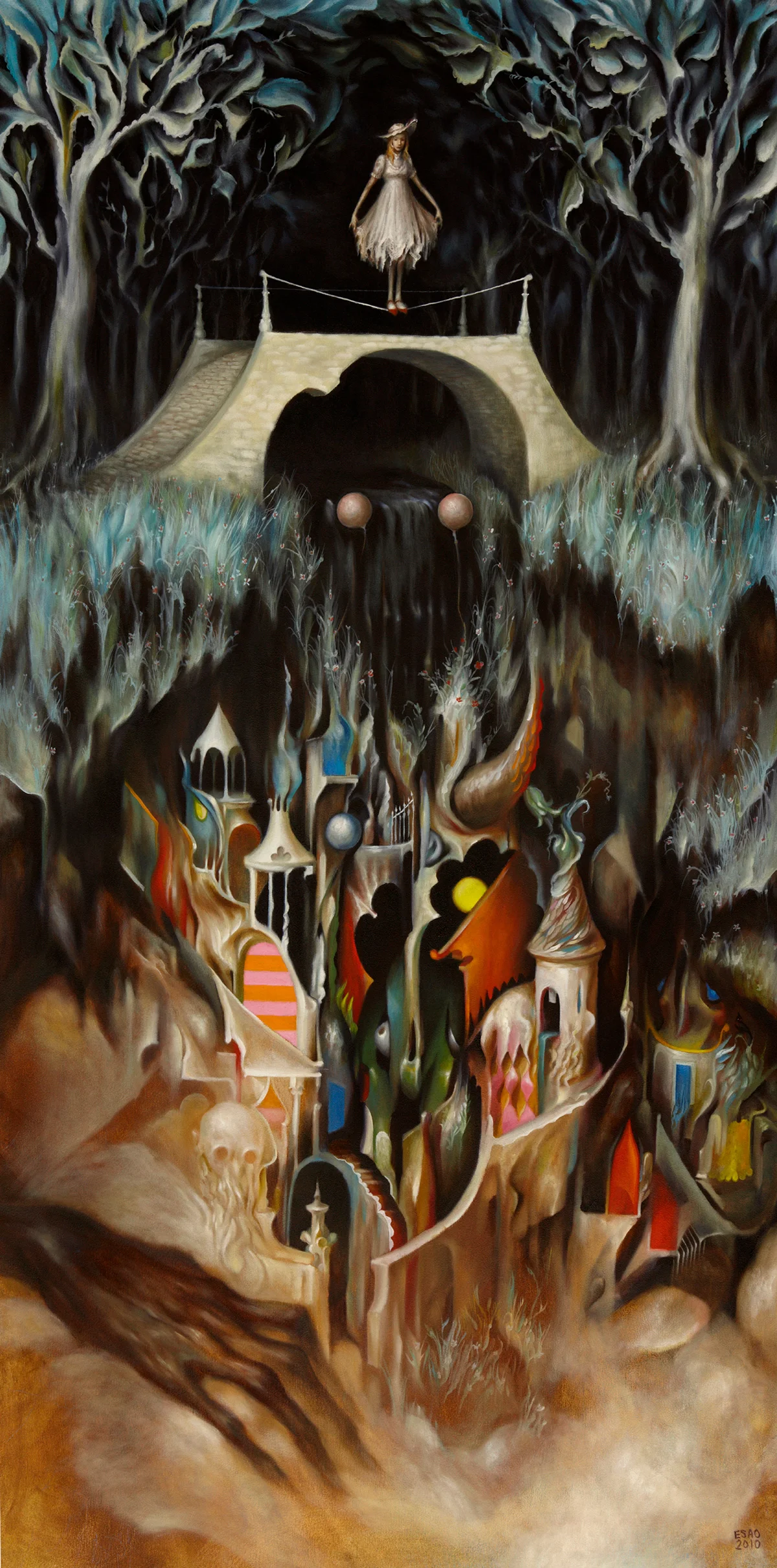 "GUARDED FAIRGROUND" 24X48" Oil on Wood. 2010