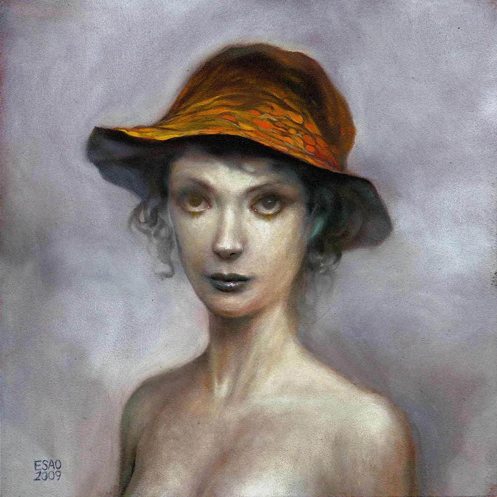"GREY PORTRAIT" 8X8" Oil on Wood. 2009