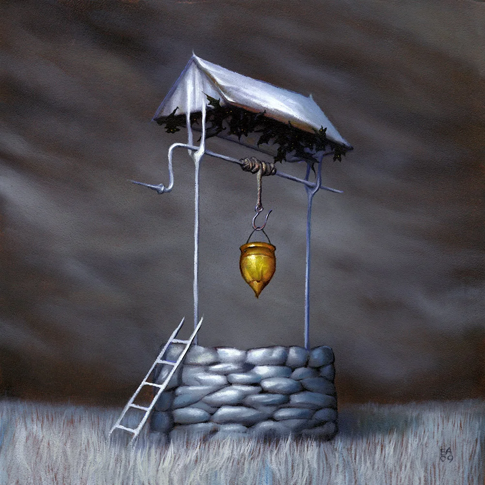 "POISONED WELL" 8X8" Oil on Wood. 2009