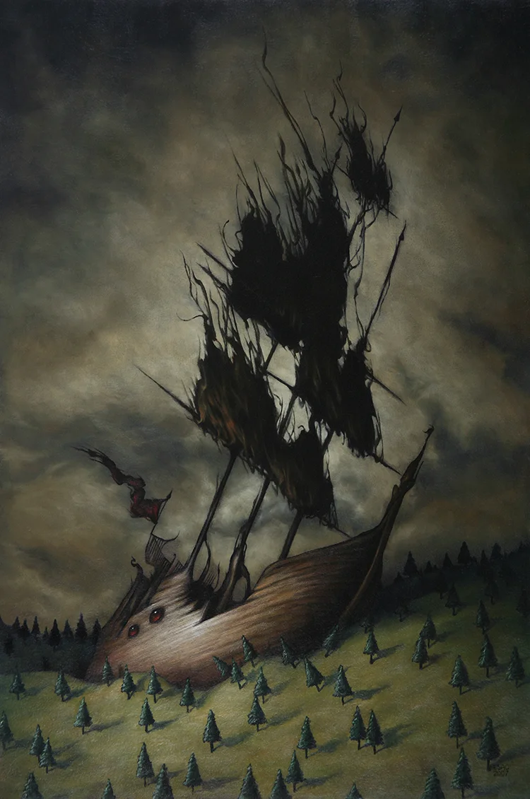 "PERMANENT VOYAGE" 16X24" Oil on Wood. 2007