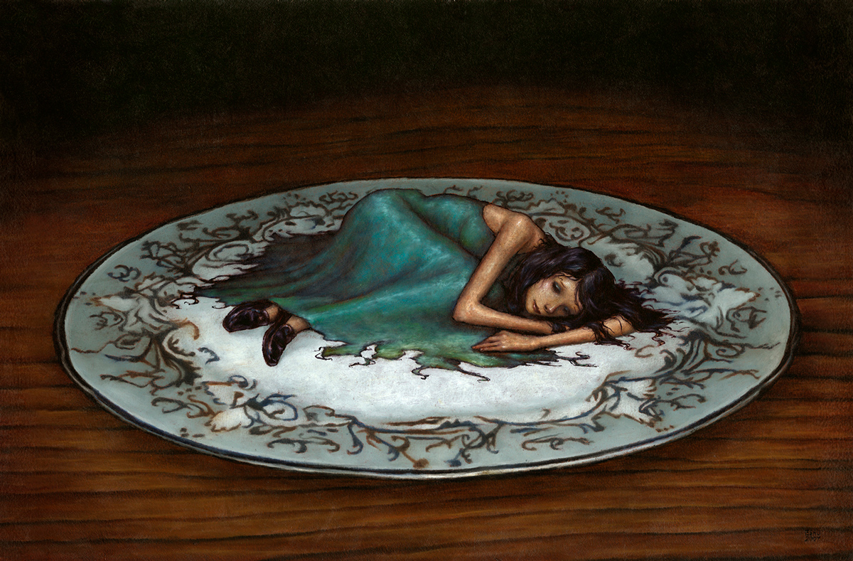 "UNTITLED(Thumbelina)" 12x18" Oil on Wood. 2007