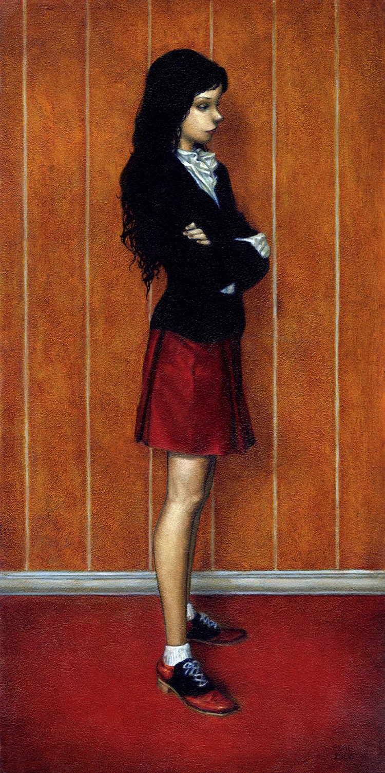 "GIRL STANDING" 6X12" Oil on Wood. 2006