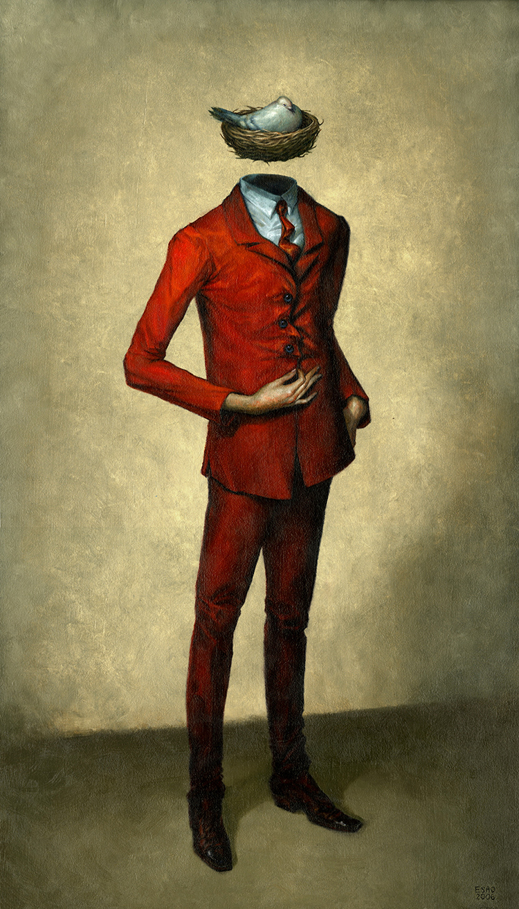 "UNTITLED(Thinker)" 18x31" Oil on Wood. 2006