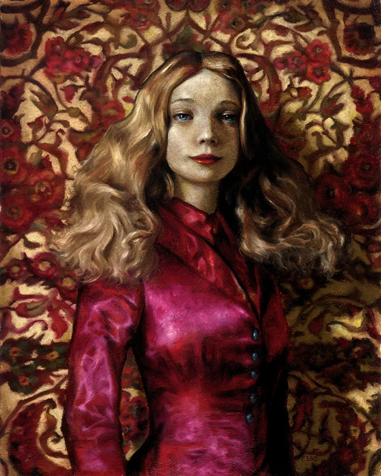 "RED PORTRAIT" 8X10" Oil on Wood. 2005