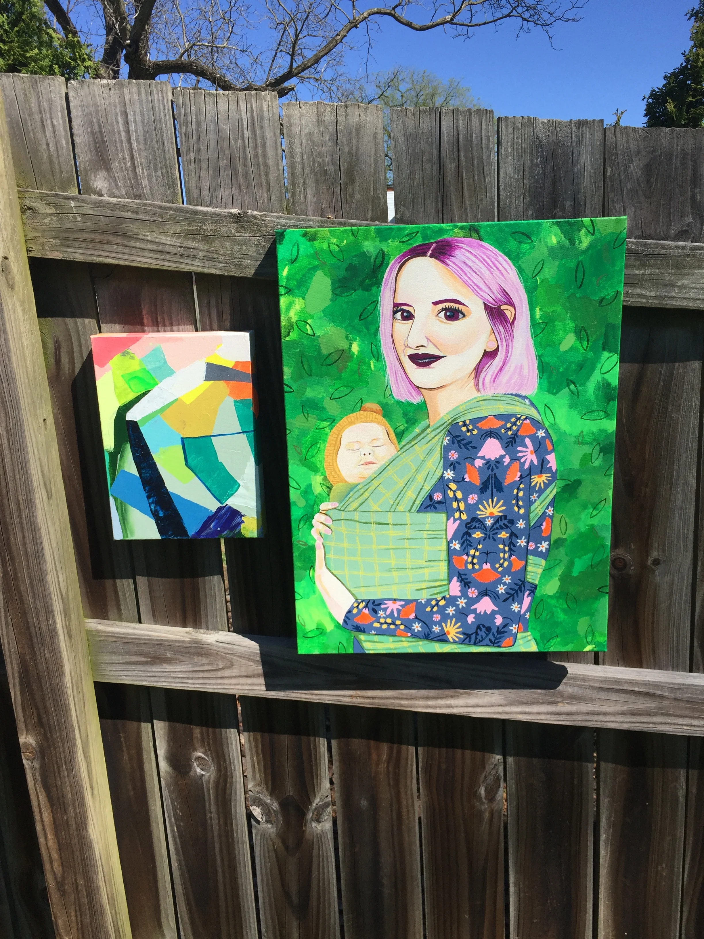 I love to match up my representational work with my abstract work. If I don’t have a piece that matches, I sometimes make a new one to match.