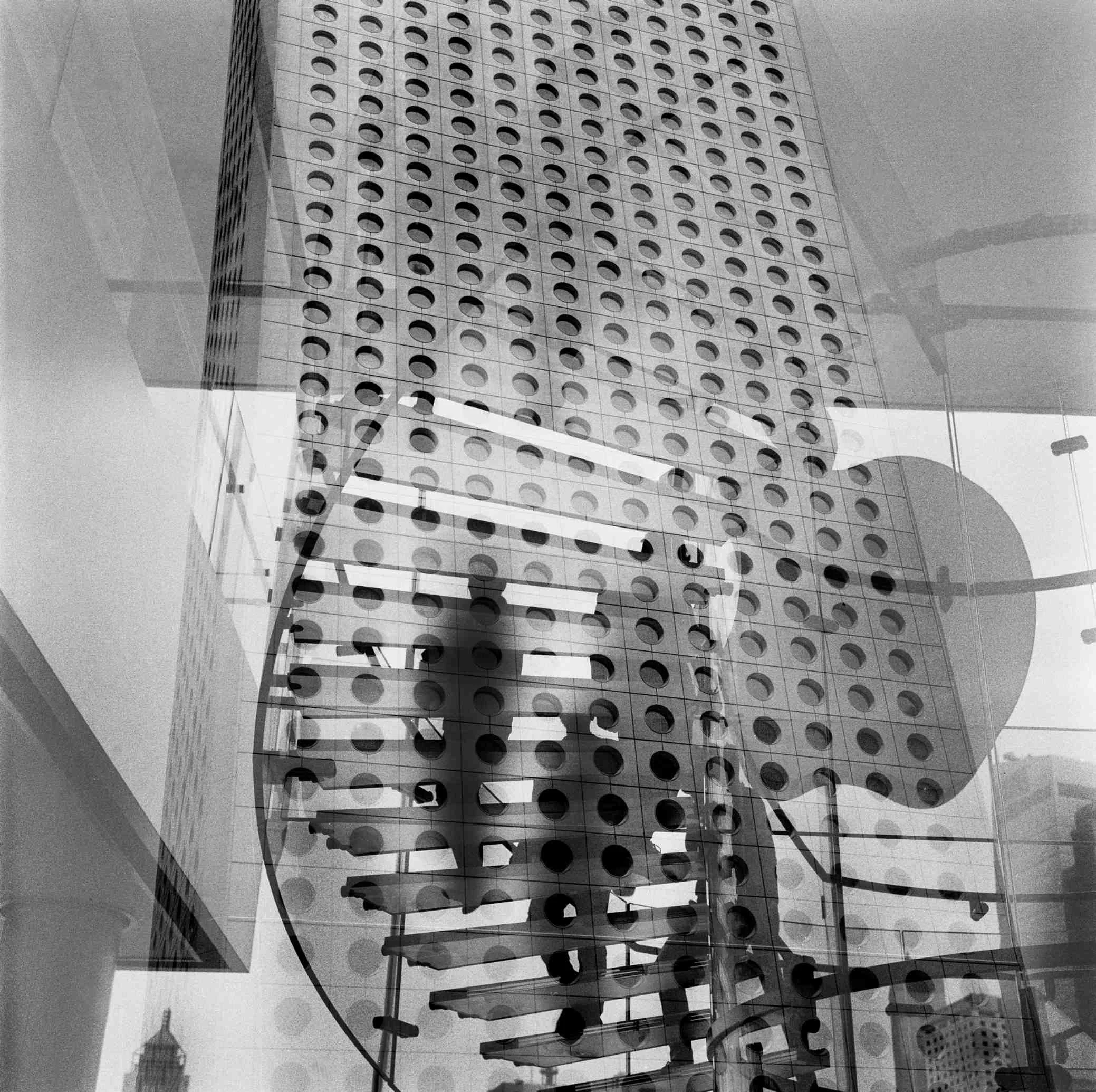 Double exposure, Jardine House in Hong Kong. 2014