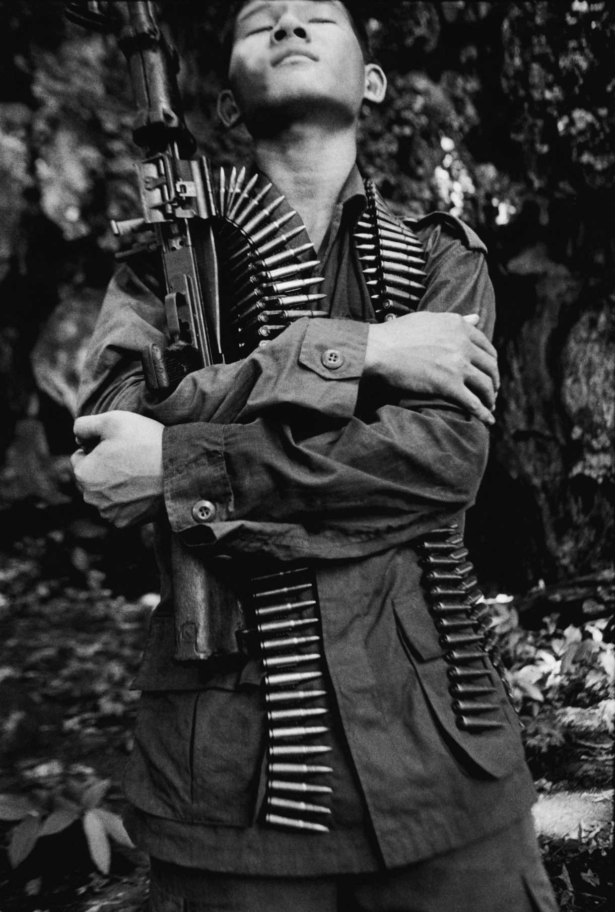  "Malaria" KNLA rebel soldier in the jungle. Thai-Burma border. 2005 