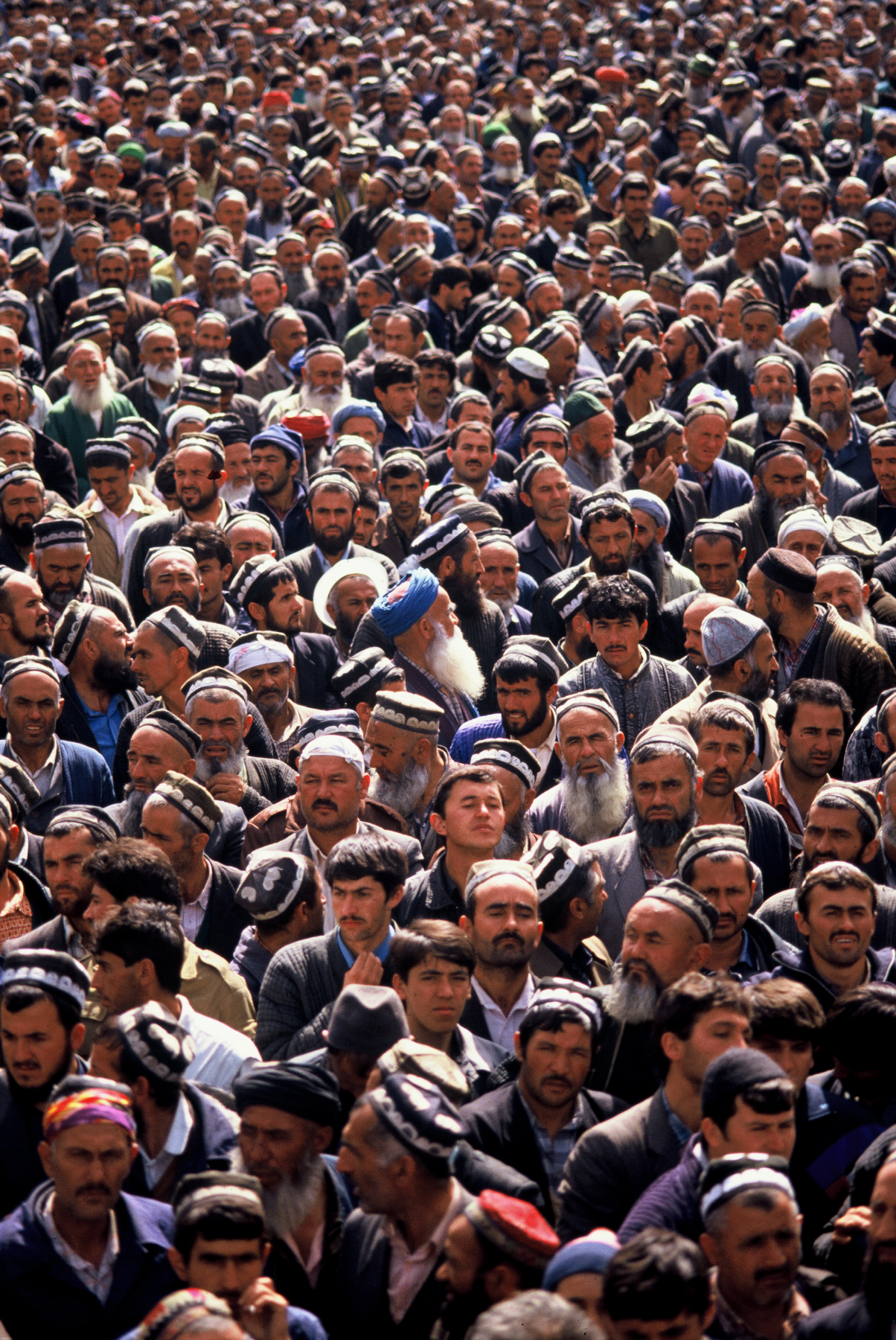  Islamic Renaissance Party members during a protest to overthrow the Soviet backed government in power in Dushanbe, Tajikistan.&nbsp;1992 