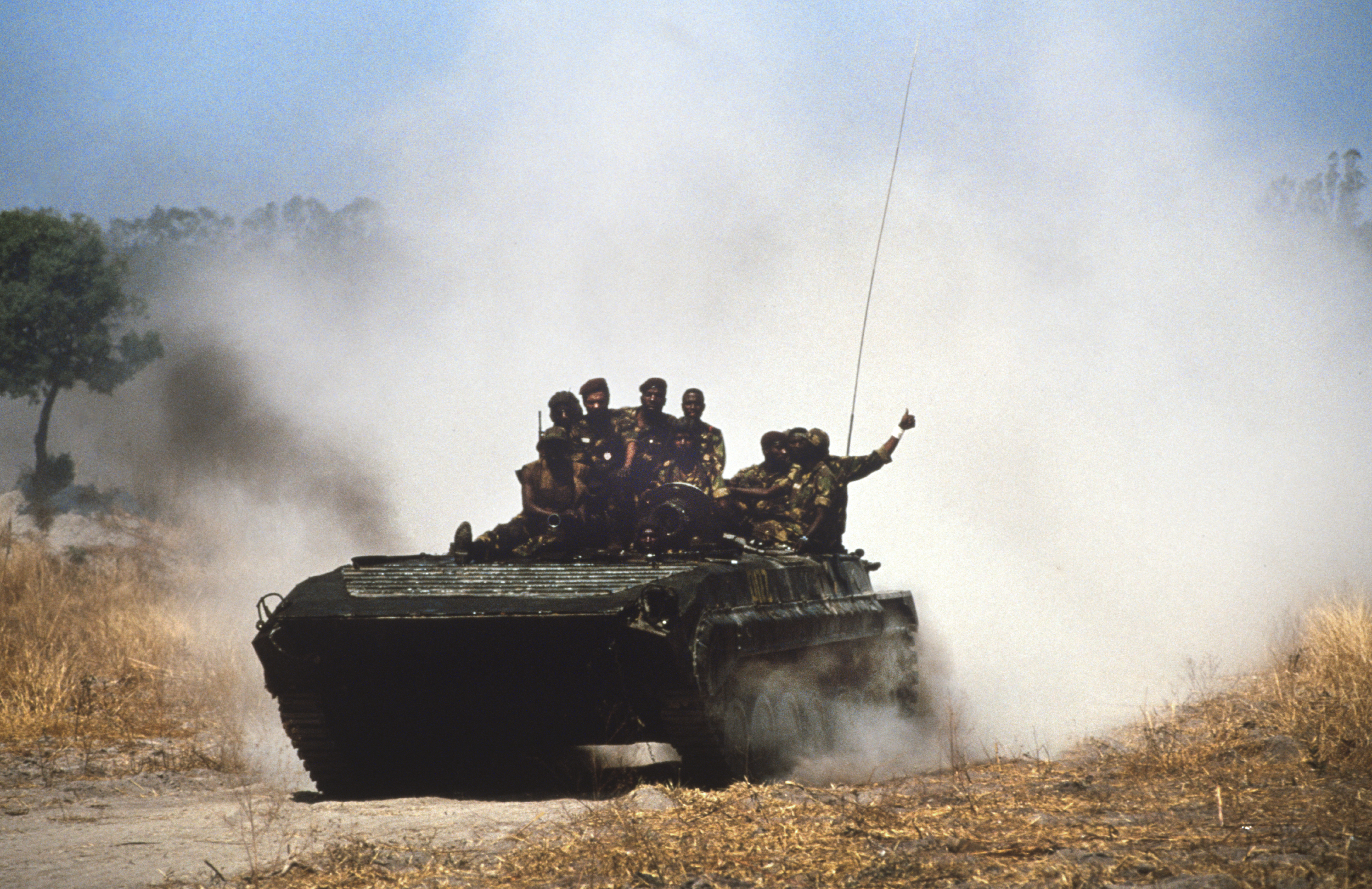  A tank and crew returning from the frontline during Angola's brutal civil war. Quito, Angola, 1993 