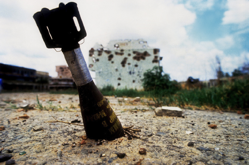  Unexploded ordnance (UXO)&nbsp;unexploded bomb during the Angolan civil war. Quito, Angola 1993 