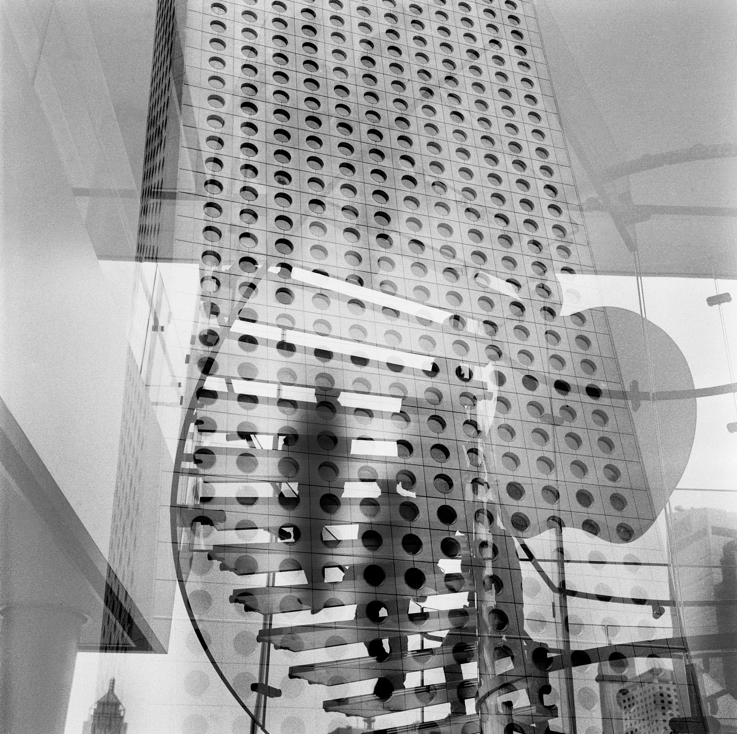  Rollei double exposure. Jardine House in Hong Kong. 2014 