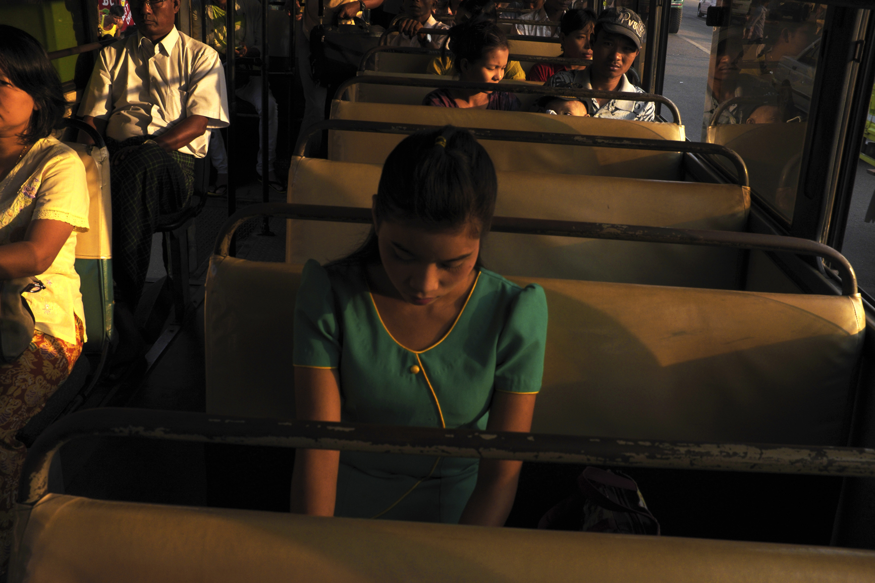 Bus Commuter. Rangoon, Burma. 2013 