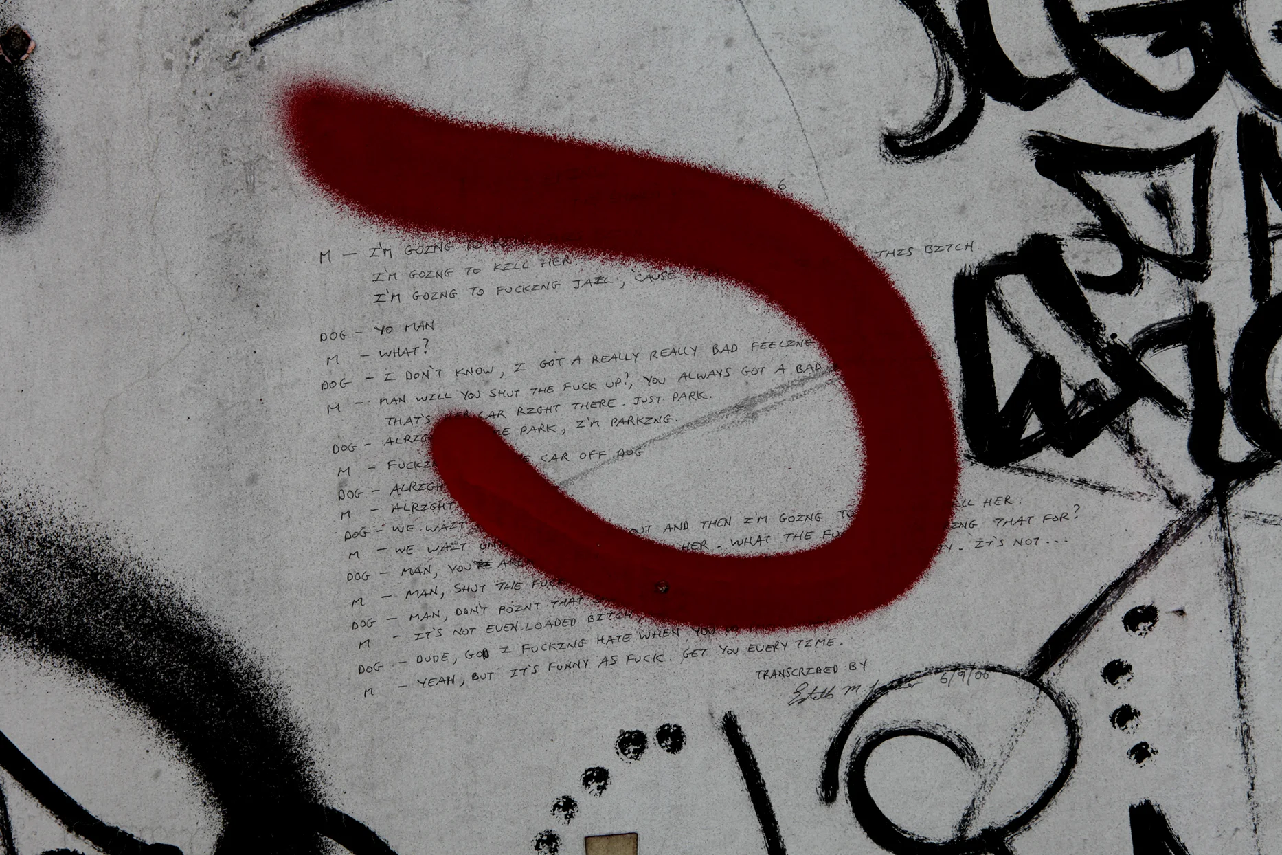 Alcohol and drug inspired writing on the wall.