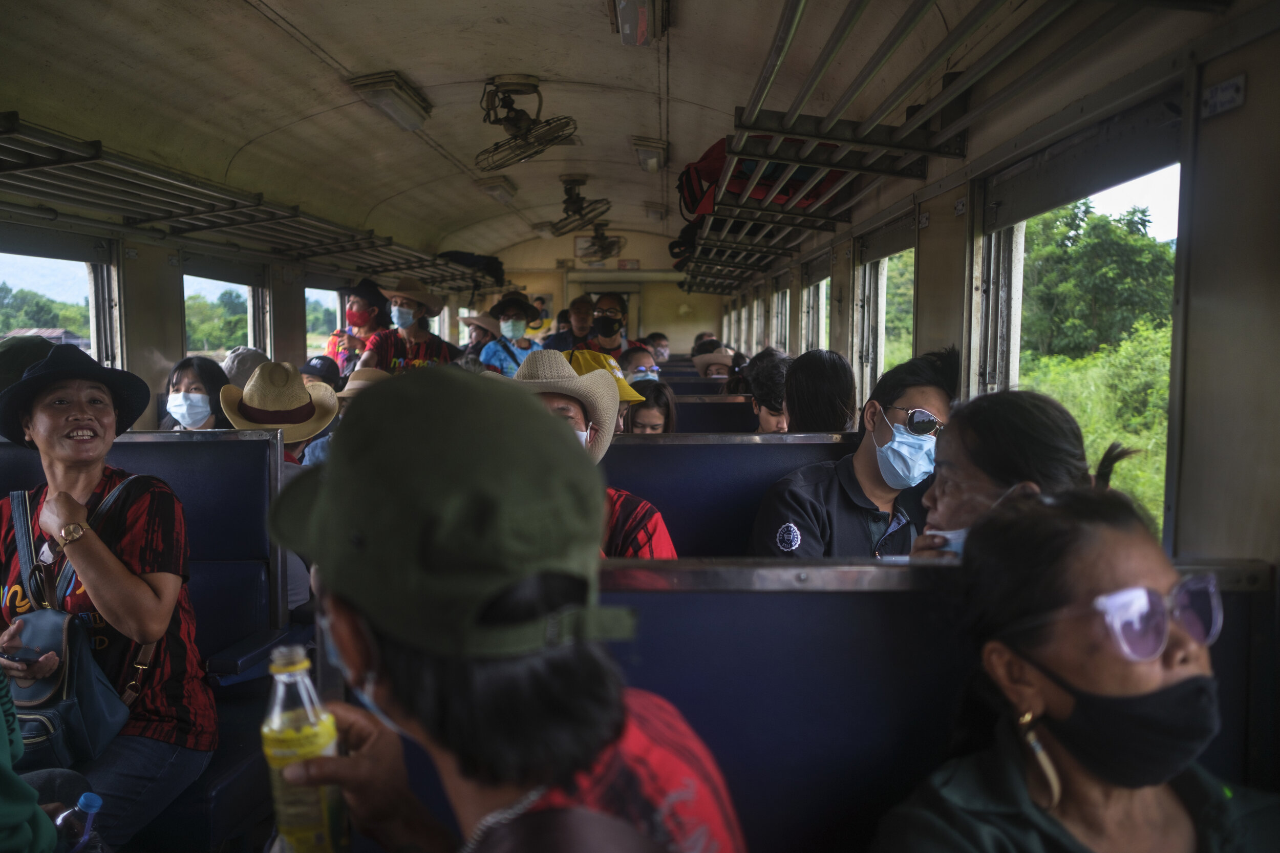  Passengers en route to Nam Tok. The train travels along the infamous ‘death railway’ built by Allied prisoners of war during World War II. 