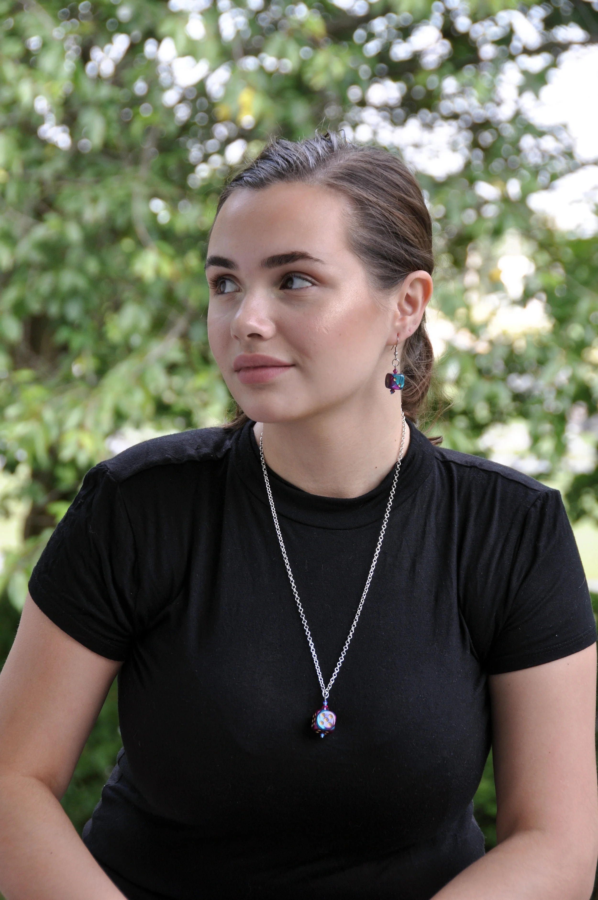 Blue and Purple Gemini D6 Jewelry Set