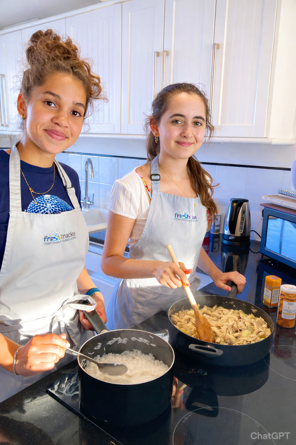 cooking together in the kitchen on life skills residential course